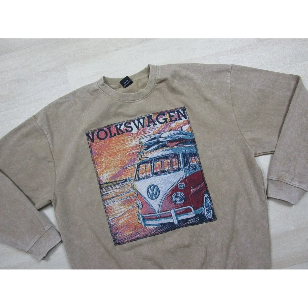 Official Volkswagen Crewneck Sweatshirt (XL) Van Camper Sunset Beach Tapestry
